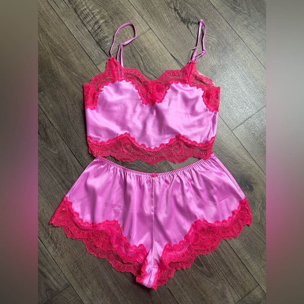 Lana Skims Pink Red Lace Set